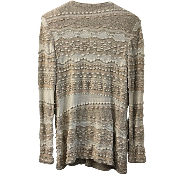 ST JOHN Collection Knit Cardigan Beige White Textured Beaded M Quiet Luxury - Picture 2 of 9